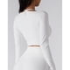 thumbnail image 5 of Top de Yoga para Mujer Ticfox Mangas Largas Cuello Cuadrado Dobladillo Ancho Cintura Alta Blanco L, 5 of 7