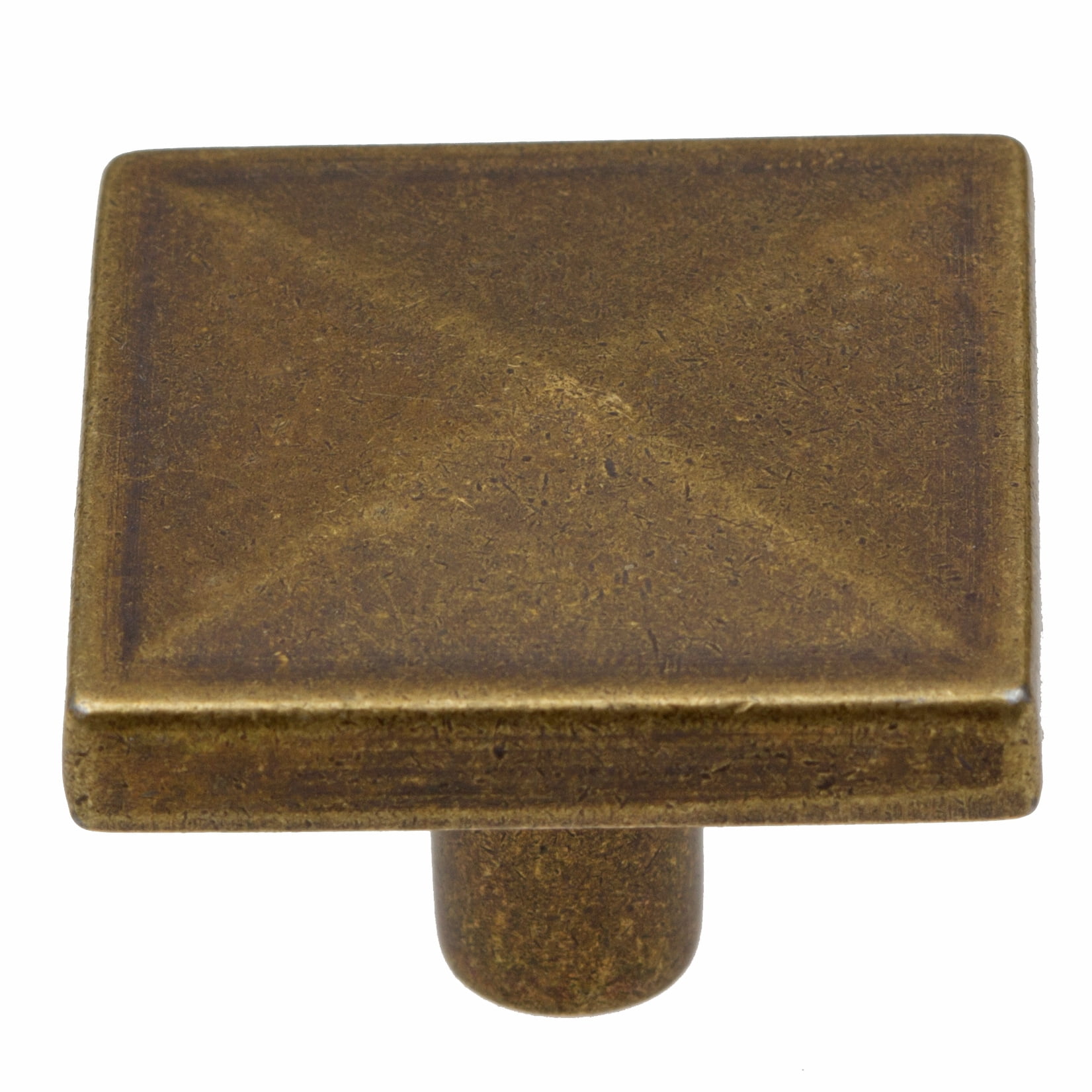 GlideRite 11/4 in. Classic Square Pyramid Knob, Antique Brass