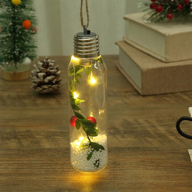 Feltree Home Decoration Christmas Decor Hanging Bottle Light Christmas Lamp Decorations Christmas Tree Bulb 16x4.5cm Light Bulb Decorative Items Gift Clear Light Bulbs