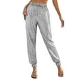 thumbnail image 4 of qucoqpe Womens Sequin Pants Sparkle Jogger Pants Hip Hop Trousers Dance Outfits Streetwear, 4 of 7