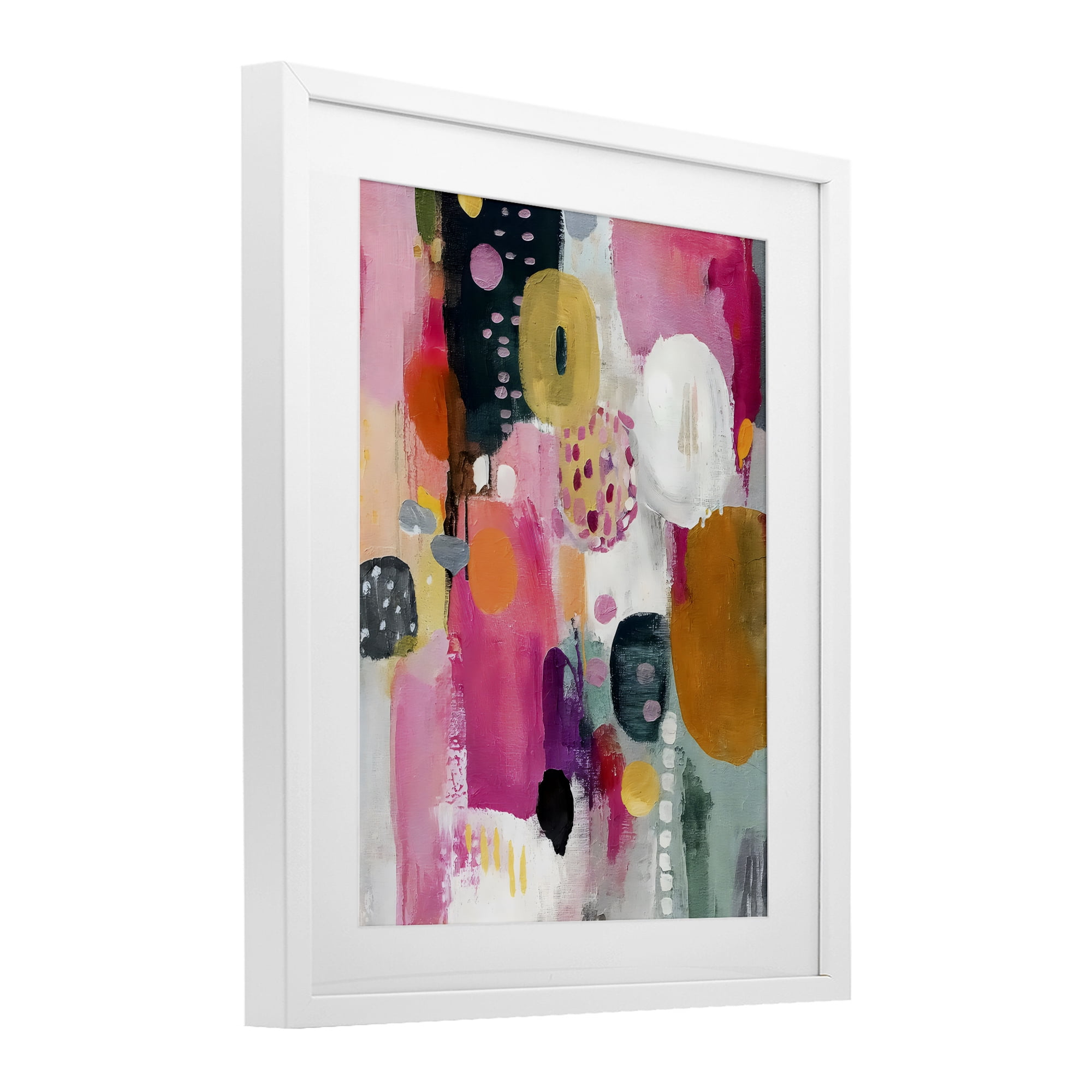 Stupell Industries Abstract Blooms Cascade White Framed Print Under Glass, design by Riley B