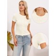 thumbnail image 2 of DARING DIVA Women's Short Sleeve Crew Neck Button Down Knitted Tshirts XS White, 2 of 6