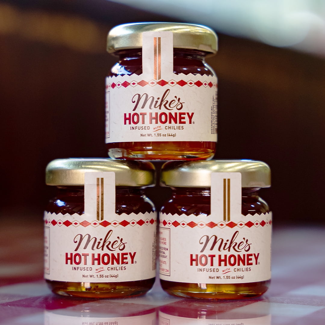 (6 pack) Mike's Hot Honey Infused with Chilies, Glass Mini Jar, 1.55 oz, Gluten Free