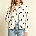 thumbnail image 2 of SBYOJLPB Womens Polka Dot Coats Long Sleeve Lapel Button Waterproof Casual Short Coat for Cozy Everyday Wear, 2 of 8