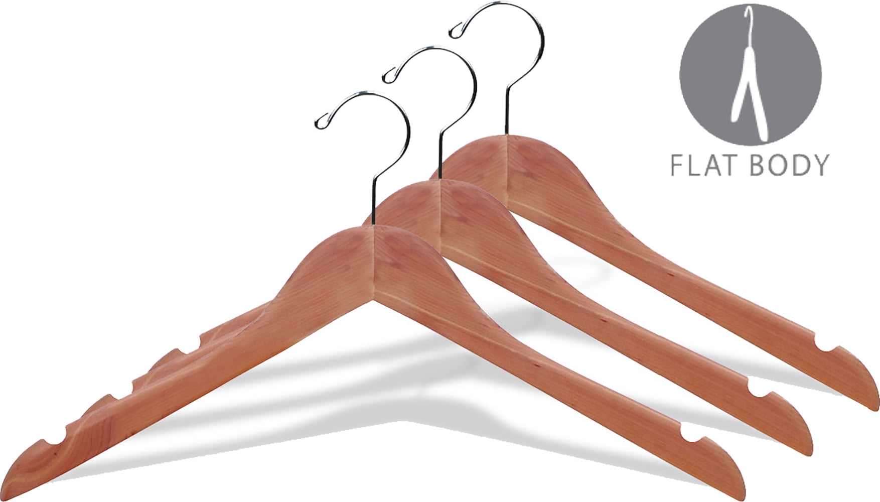 INTERNATIONAL HANGER Unfinished Cedar Wood Top Hanger for Shirts or Dresses, 8 Pack
