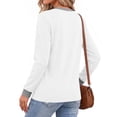 thumbnail image 4 of MOSHU Color Block T Shirts for Women V Neck Long Sleeve Womens Shirts Loose Fall Tops with Pocket, 4 of 10