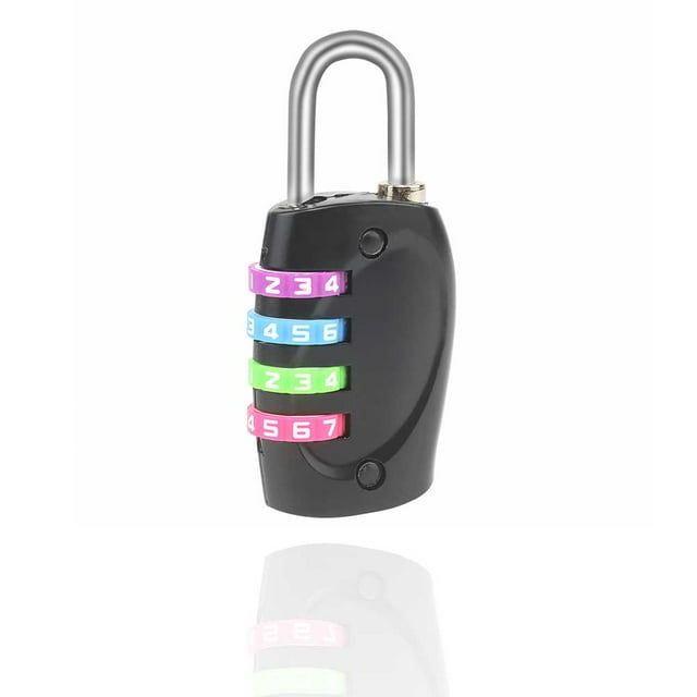 QualitChoice Serrure à Combinaison 4 Chiffres Bureau École Camping Portable Valise Casier Tiroir Porte Cadenas Réinitialisable Noir/clés Colorées 1ensemble
