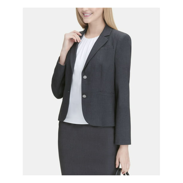CALVIN KLEIN Womens Gray Heather Wear To Work Blazer Jacket Petites 10P -  Walmart.com