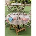 thumbnail image 3 of Outdoor Tablecloth with Umbrella Hole and Zipper, Happy Easter Round Table Cloth 54 Inch Waterproof Tablecloth, Colorful Spring Eggs Beige Wooden Picnic Table Cover for Patio Camping, 3 of 7