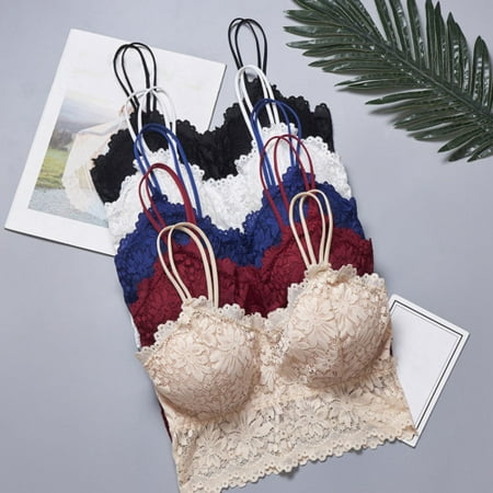 

Cheers.US Straps Beauty Back Lady Bra Wire Free Flower Pattern Lace Push Up Stretchy Bra for Jogging