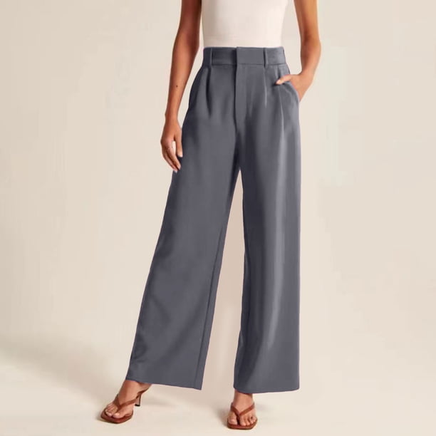 WILLBEST Pantalones Casuales para Mujer, Pantalones Anchos de Pierna para el Trabajo, Negocios, Pantalones de Vestir Fluidos de Cintura Alta. Grande