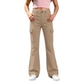 thumbnail image 6 of Liyamei Girls School Uniform Pants Elastic Waist Twill Bootcut Trousers Everyday Wear for 5-16 Years, 6 of 7