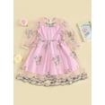 thumbnail image 3 of Kids Girls Casual Dress, Long Sleeve Dress Crew Neck Embroidery Flower Patchwork Fall Dress, 3 of 10