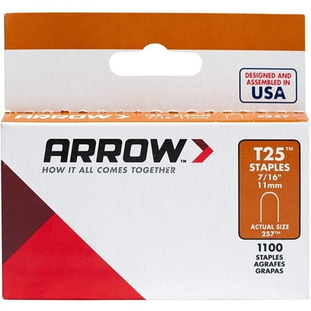 5 Pack Arrow Fastener 257 T25 7/16" Leg Round Crown Staples 1100 per Package