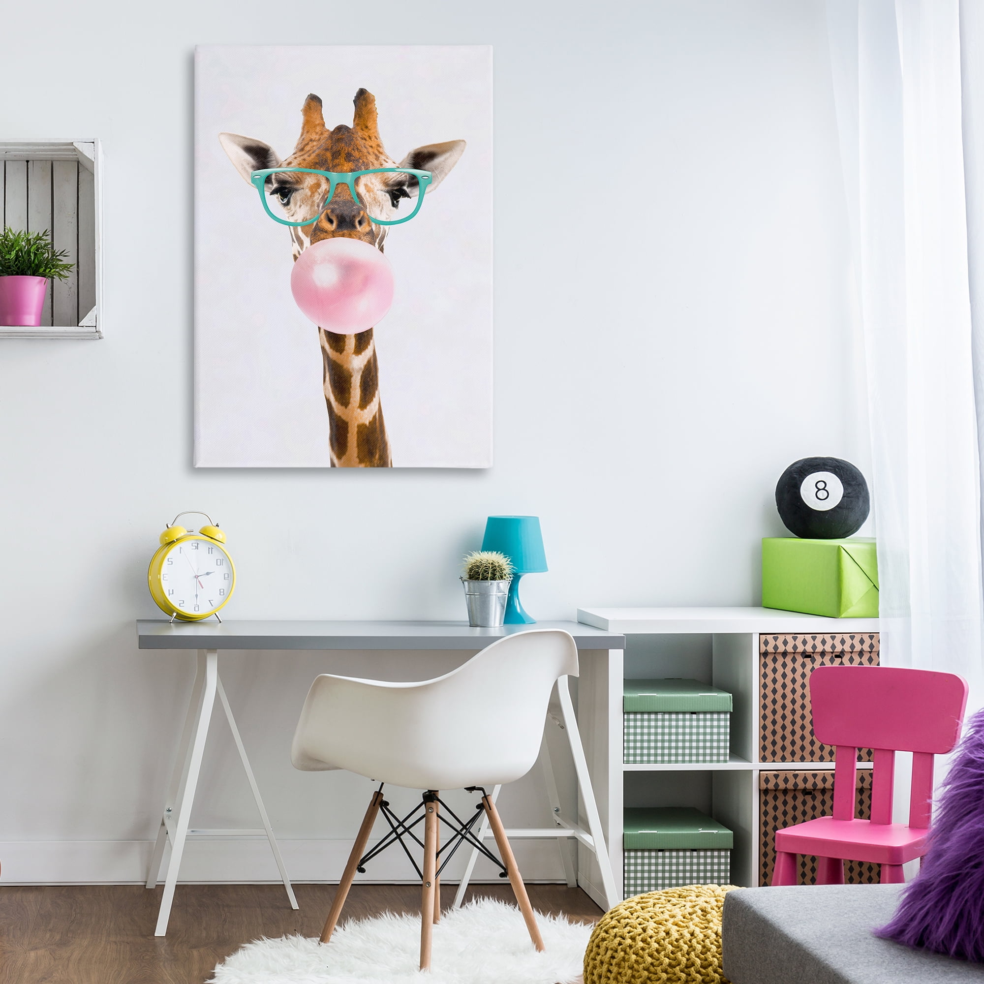Stupell Industries Bubblegum Hipster Giraffe Animals Painting Wrapped Canvas Art Print Wall Art, 30 x 45