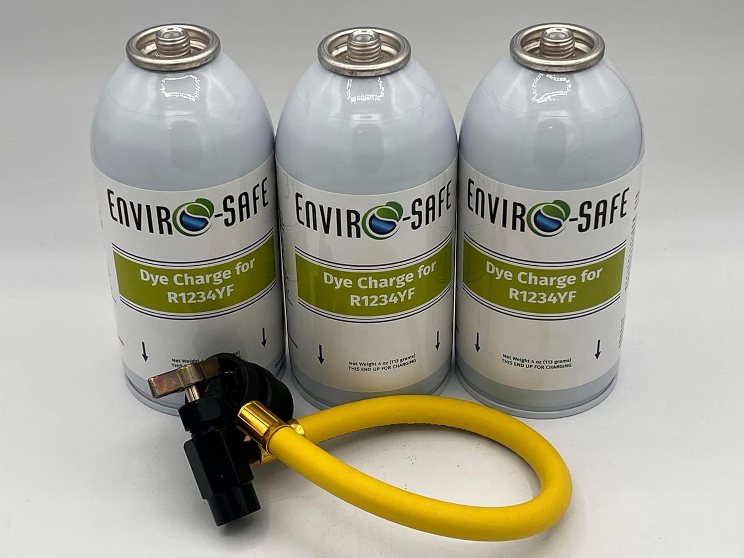 Genuine 8oz R1234YF Refrigerant (3 Freon Cans) & HD Brass Can Tap