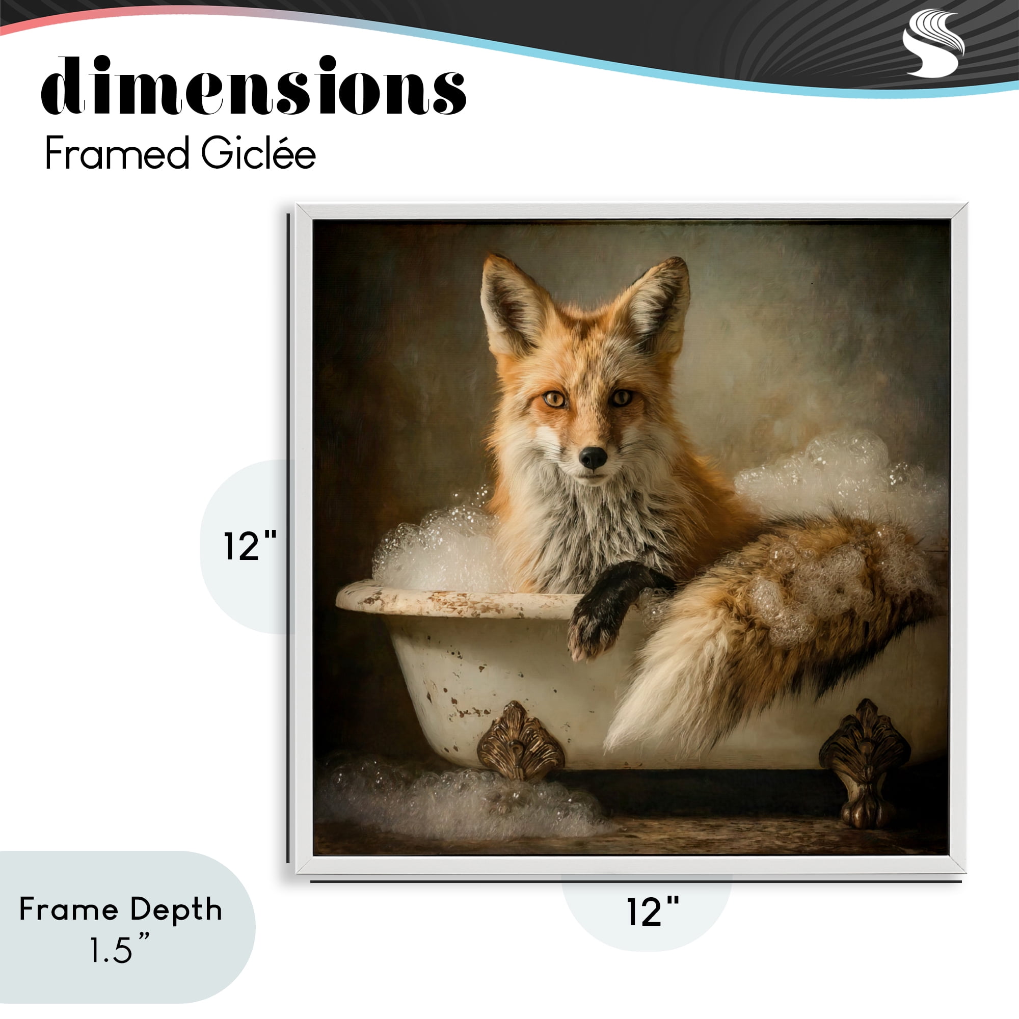 Stupell Industries Red Fox Bubble Bath White Framed Giclee Art, design by Tina LeCour
