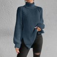 thumbnail image 5 of Oversized Winter Sweater Women High Neck Polyester Knit Top Thick Pullover Long Sleeves Cable Weaving Casual Loose Fit, 5 of 7