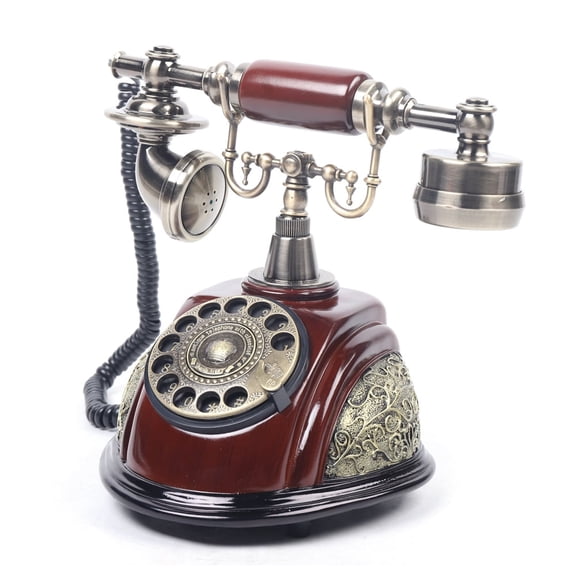 ToppiJoy Retro Rotary Dial Phone, Vintage Brown Design with Modern Clear Calls and Adjustable Ringer Volume, Ideal for Home and Office Decor