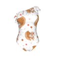 thumbnail image 4 of Yiaed Squirrel Giving A Gift Print Women One Piece Swimsuits Tummy Control One Shoulder Bathing Suits Pattern Ruffle Swimwear-Small, 4 of 8