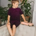 thumbnail image 4 of Fotbe Dark Purple Glitter Pijama Estampada de 2 Piezas para Niños – Ropa de Dormir de Manga Corta Cómoda para Niños y Niñas, Camiseta y Shorts de Algodón-Small, 4 of 6