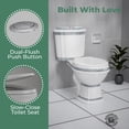 thumbnail image 3 of Renovators Supply Elongated Two Piece Dual Flush Bathroom Toilet w/No Slam Seat Green and White, 3 of 15