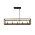 thumbnail image 1 of Sutton 5 Light Linear Pendant in Black with Wood Cage, 1 of 4