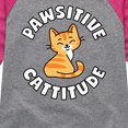 thumbnail image 3 of Instant Message - Pawsitive Cattitude - Toddler And Youth Girls Raglan Graphic T-Shirt, 3 of 5