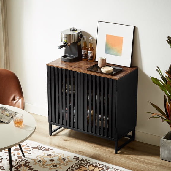 32" Accent Sideborad Cabinet with Slatted Grille Striped Door, Modern Style Cabinet, High-Quality