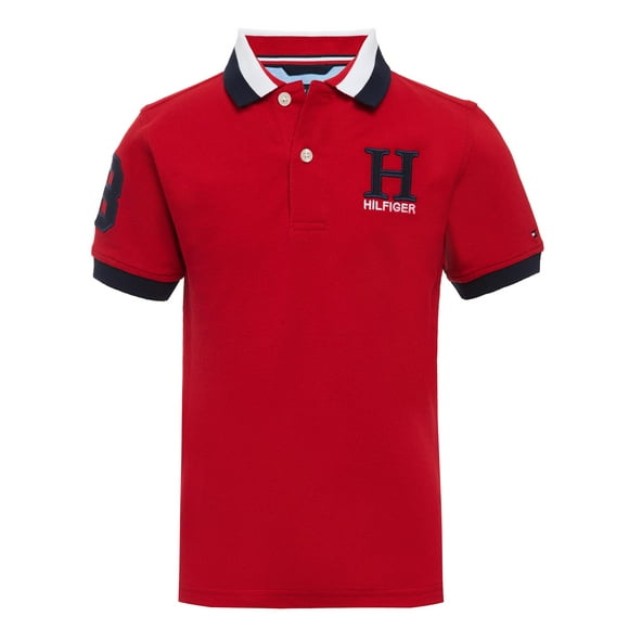 Polo Tommy Hilfiger para niños, elástico, color rojo hiedra, talla 6