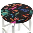 thumbnail image 5 of Salouo Animals Under Water Pattern Bar Stool Cushion Cover, Round Crease-Resistant Stretchy Dustproof Stool Seat Slipcover for Bar Round Chair-14 inch, 5 of 6