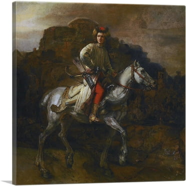ARTCANVAS The Polish Rider 1655 Canvas Art Print by Rembrandt van Rijn - Size: 18" x 18" (0.75" Deep)