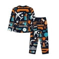 thumbnail image 2 of Kll Creative Transport Print Women'S Long Sleeve Pajamas With Pants Sleepwear Loungewear 2 Set-Medium, 2 of 9