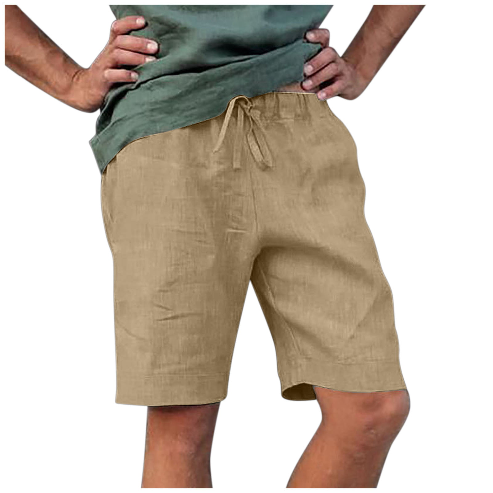 Men Casual Pure Color Outdoors Pocket Beach Work Trouser Cargo Shorts Pants