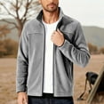 thumbnail image 4 of KeShDi Windbreaker Men's Solid Color Fleece Jacket Zip Outdoor Casual Coat with Pockets Gray XL, 4 of 8