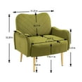 thumbnail image 5 of Velvet Accent Chair, Modern Upholstered Single Sofa Chair with Metal Feet, Comfy Armchair with Tufted Back, Leisure Chair Club Chair for Living Room Bedroom, Olive, 5 of 7