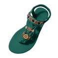 thumbnail image 5 of Rokment Womens Bohemian Flip Flops Dress Flat Thong Sandals Ethnic Beach Summer Flower Comfortable Low Heel Slingback Walking Shoes for Vacation Blue Size 9, 5 of 6