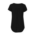 thumbnail image 7 of Wycnly Womens Blouses and Tops Dressy Flowy Pleated Swing Button Down Plus Size Henley Shirts Tunic 2024 Summer V-Neck Short Sleeve Solid Casual Blouses Black XXXXL, 7 of 7
