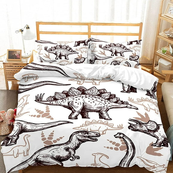 ZHH 3 Pcs Dinosaur Duvet Cover Sets Twin Kids' Bedding Set 3D Animal Pattern Comforter Cover Boy's Bedspread with Zipper Closure, Soft Children's Quilt Cover and 2 Pillowcases Dinosaur1 Twin