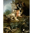 thumbnail image 2 of Jean-Baptiste Oudry 15x18 Gold Ornate Wood Frame and Double Matted Museum Art Print Titled - Still Life with a Spaniel Chasing Ducks (1719), 2 of 4