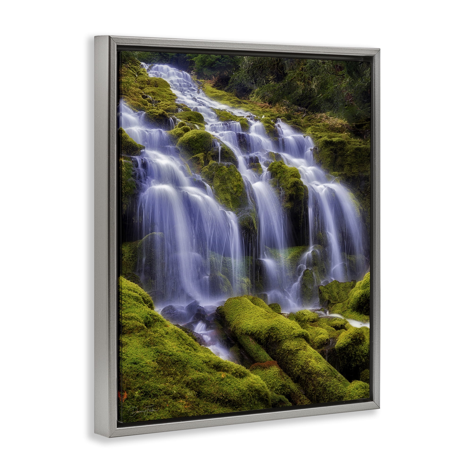 Stupell Industries Upper Proxy Falls Gray Framed Floater Canvas Wall Art, design by Dennis Frates