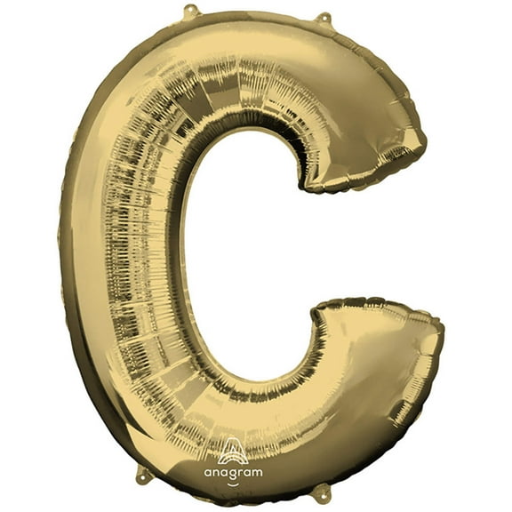34 inch Letter C - Anagram - White Gold Foil Mylar Balloon - Party Supplies Decorations
