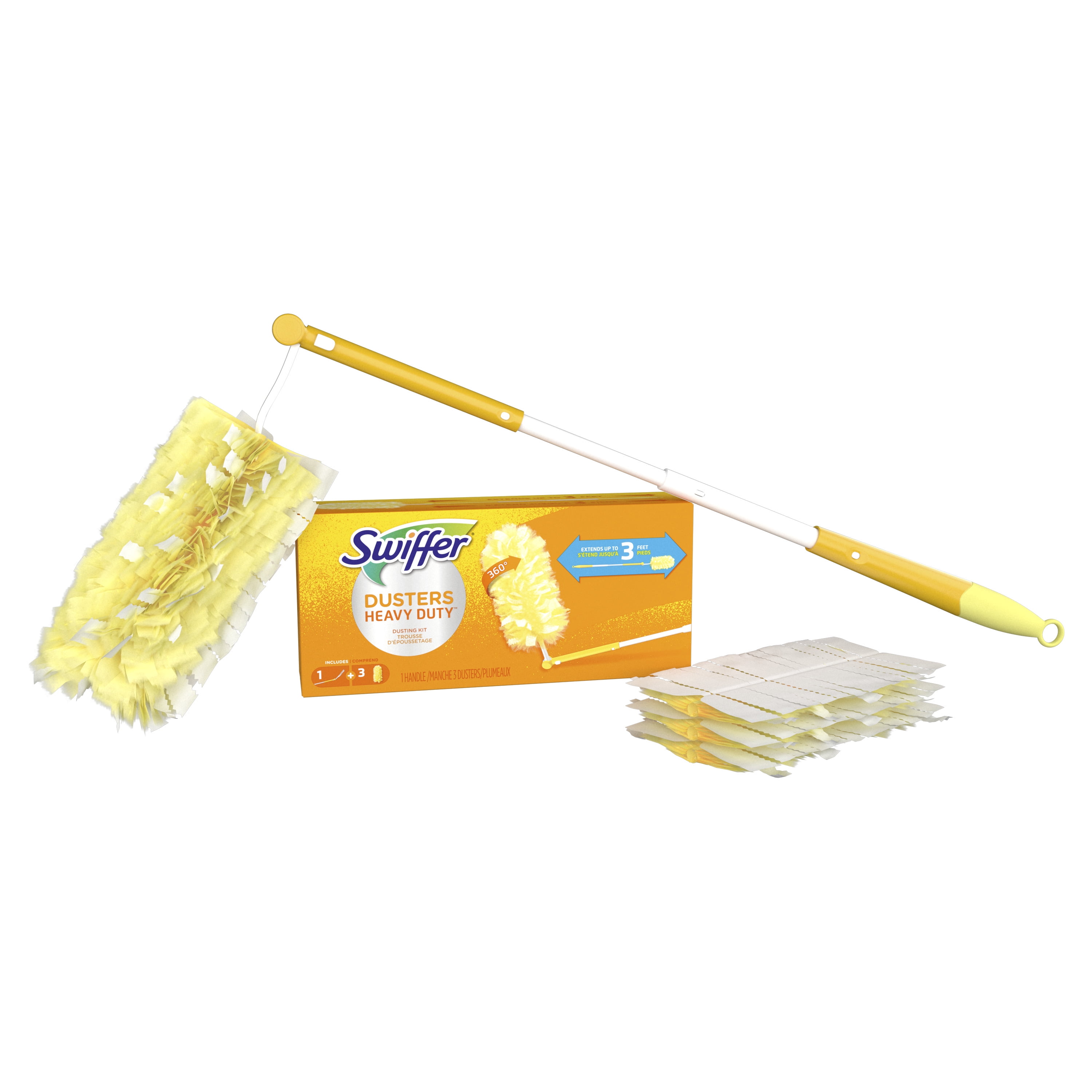 Swiffer Dusters Heavy Duty Extendable Handle Starter Kit (1 Handle, 3