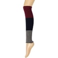 thumbnail image 2 of Wrapables® Women's Tri-Colored Ribbed Leg Warmers, Burgundy/Navy/Gray, 2 of 3