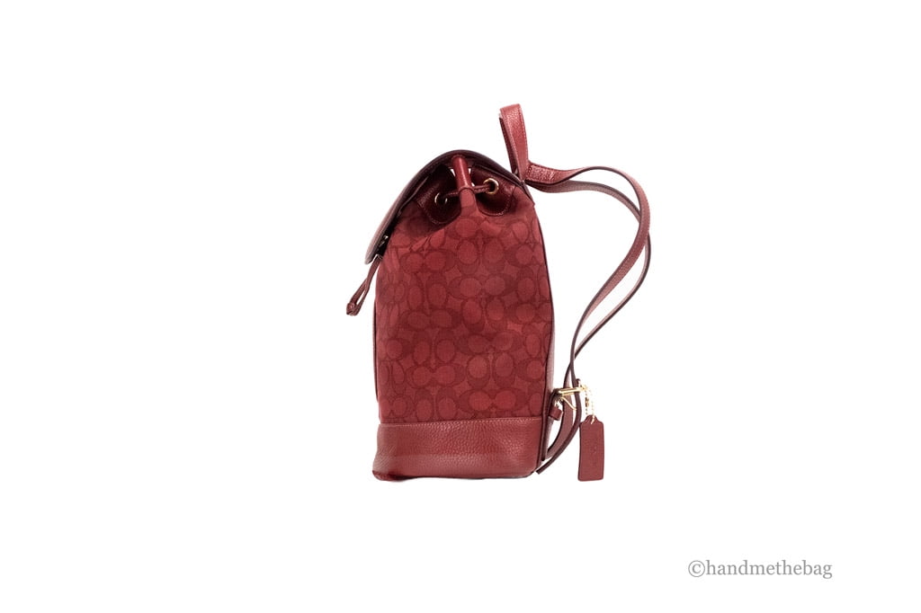 Coach Dempsey Red Apple Signature Jacquard Canvas Logo Patch 