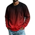 thumbnail image 3 of TKKCS Mens Gradient Crew Neck Sweatshirt Fashion Casual Pullover Loose Fit Long Sleeve Hoodless Sweatshirts Red 4XL, 3 of 6