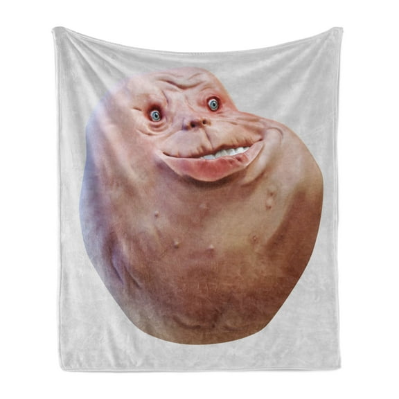 Humor Soft Flannel Fleece Throw Blanket, Forever Alone Rage Comic Face Guy Funny Fat Ugly Troll Illustration, Cozy Plush for Indoor and Outdoor Use, 70" x 90", Peach, by Ambesonne