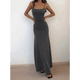thumbnail image 5 of Vestido Básico de Estar por Casa para Mujer, Elegante, Sin Mangas, con Espalda Descubierta, Acanalado, Ajustado y Maxivestido. Gris Oscuro XL, 5 of 10