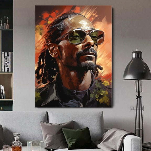 Snoop Dogg Style Wall Art Poster, Hip Hop Icon Pop Art Print, Colorful Urban Graffiti Decor for Music Room, Size 24x36 Unframed Poster