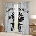 thumbnail image 2 of Farmhouse Curtains Rustic Windmill Curtains & Drapes Rural Countryside Bird 30%-50% Blackout Curtains Vintage Wooden Plank Decor Window Treatments, 38Wx45L, 2 of 6